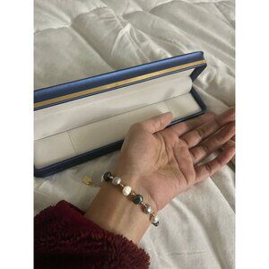 pearl bracelet Vintage statement chain cultured bead bracelet gold wit gift box